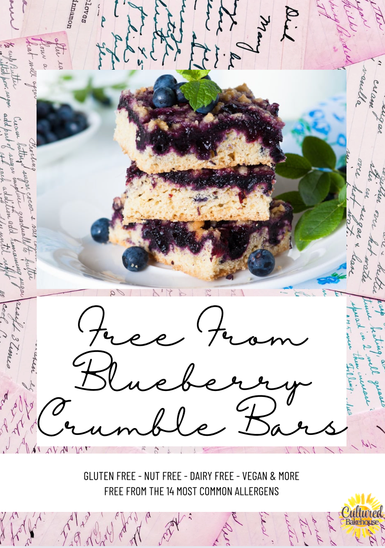 Free From Blueberry Crumble Bars Recipe Card
