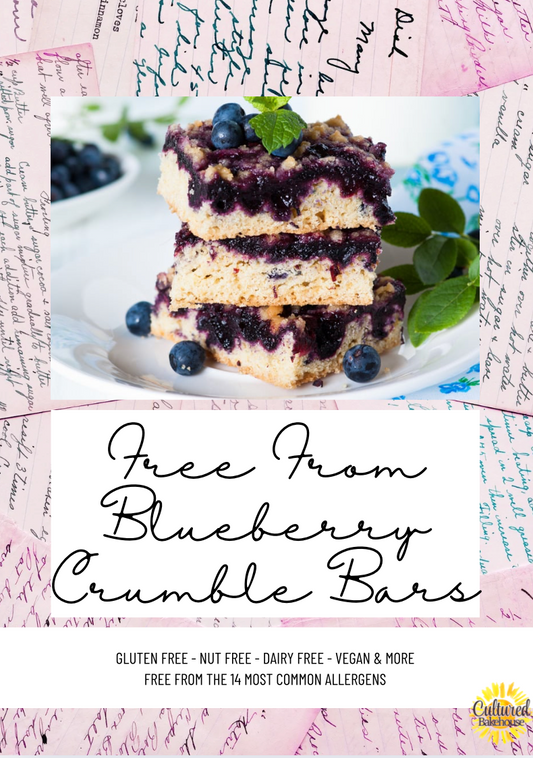 Free From Blueberry Crumble Bars Recipe Card