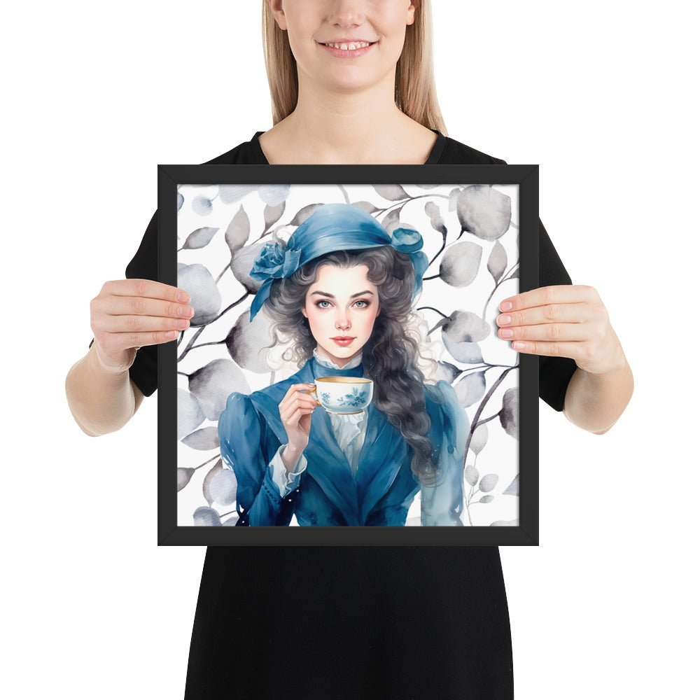 Blue Tea Lady Framed photo paper poster - Cultured Bakehouse